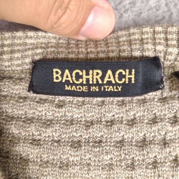 Vintage Bachrach Sweater Mens Large Brown Beige Cosby Style V-Neck Made In Italy - Picture 3 of 14